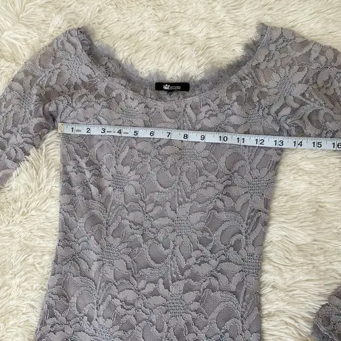 Jump Lavender Lace Long Sleeve Boatneck Bodycon Party Dress Sz 1 Juniors (XS Womens)