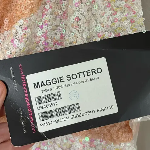 Flirt by Maggie Sottero Blush Pink Iridescent Sequin Prom Dress