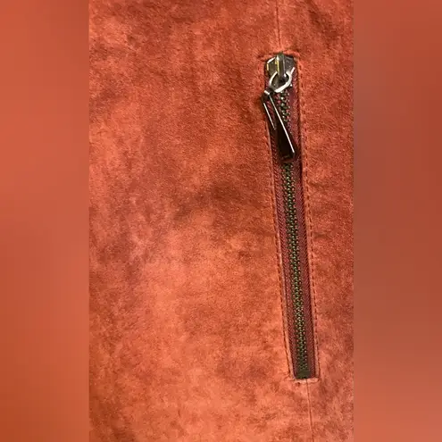 VTG Bradley Suede Leather Trench Penny Lane Boho Jacket Medium Red