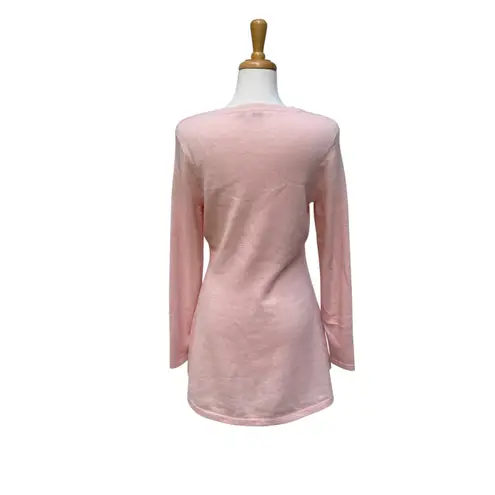 Isaac Mizrahi 100% Cashmere Sweater Tunic Sz S Pastel Pink Crew Neck Preppy Soft
