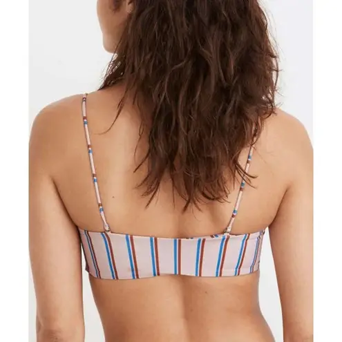 Madewell  Second Wave Spaghetti Strap Bandeau Bikini Top in Paseo Stripe XS NEW