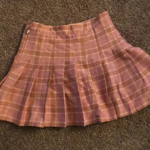 Pink plaid pleated high waist school girl skirt size small
