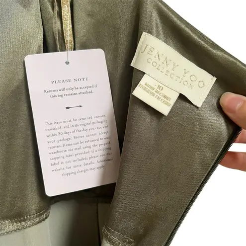 Jenny Yoo NEW Mara Stretch Velvet Maxi Dress 10 Sage Green