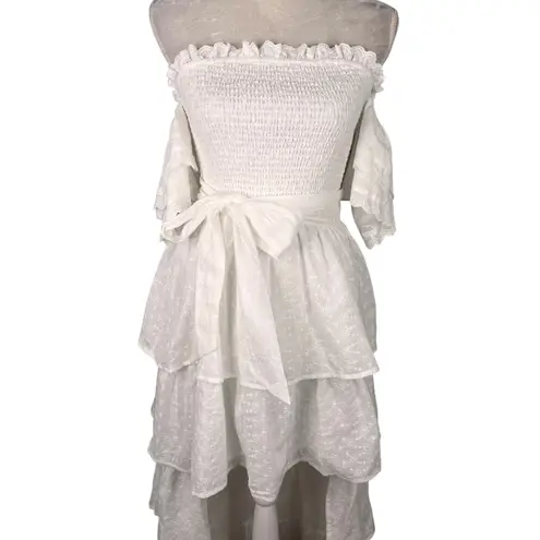 Aura High Low Eyelet Dress White Medium Bridal Shower New