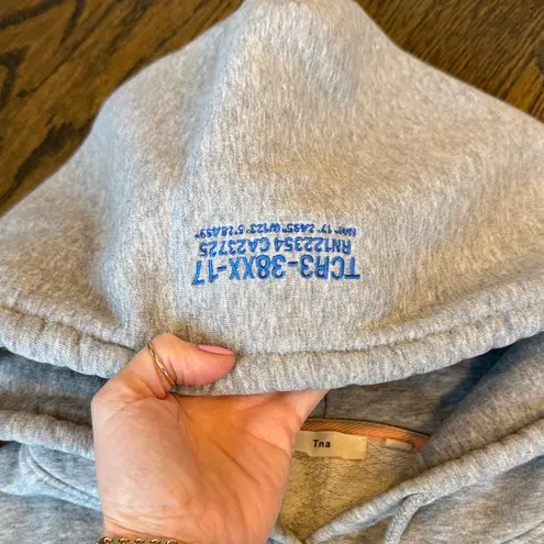 TNA Sweatfleece cropped Gray Hoodie size small EUC RARE!!