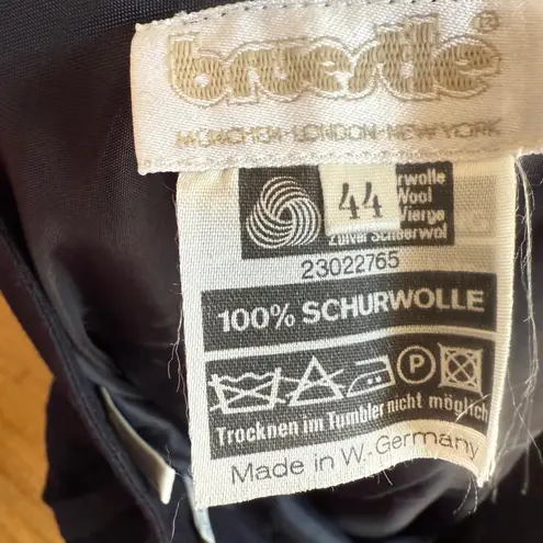 Vintage Bruestle Pleated Wool Midi Skirt Navy Ring Detail Pleated Skirt Blue Size 12