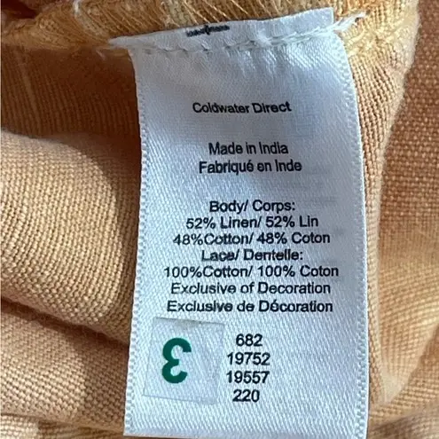 Coldwater Creek NWT Linen Blend Capris Size 10P Lace Accent Pants in Sherbet