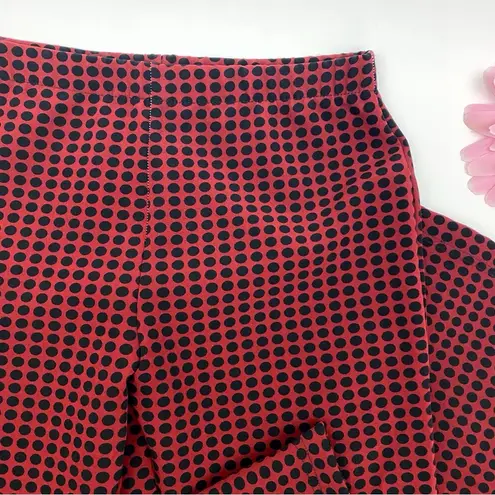 Alembika Dynamite Days Dynamo Flare Leg Cropped Pants Brick Red Black Polka Dot Size 8