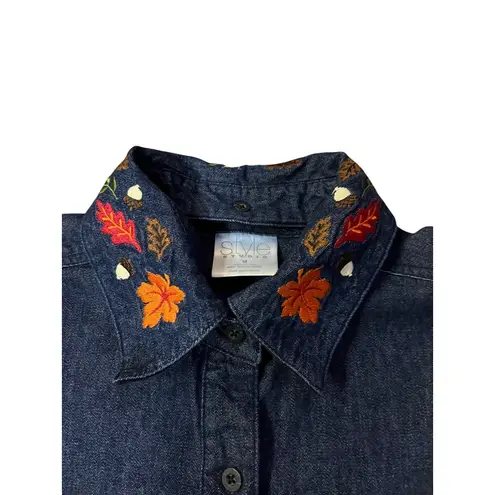 Vintage 90s Style Studio Denim Blouse Women’s Medium Used 3 Looks in 1 Autumn Blue