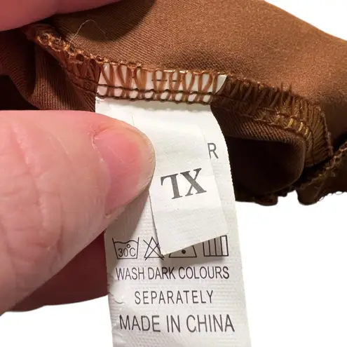 Sleeveless Vest Blouse Brown Ruffle XL