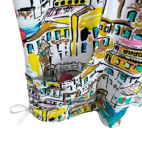 Knit Chic Colorful Beachy Floral Print Full Zip 3/4 Sleeve Jacket Pockets Size M White Size M