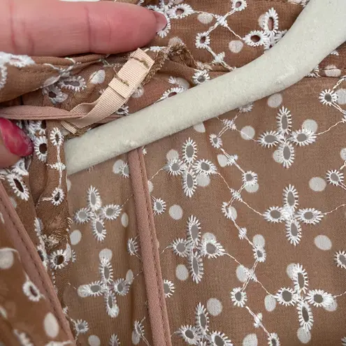 Shoshanna Neutral Tan Embroidered Mini Dress