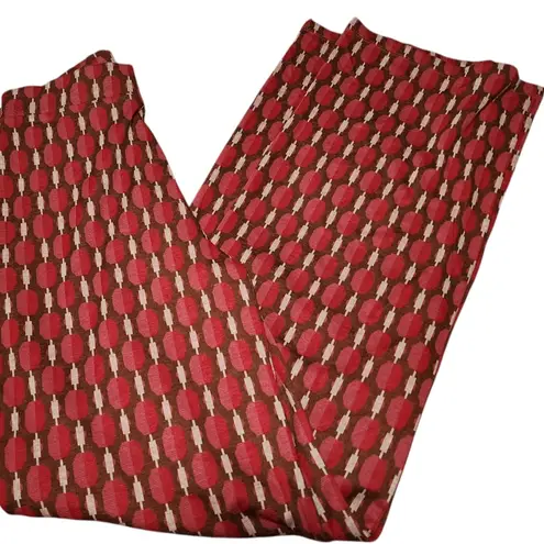 ZARA  medium brown red jacquard wide leg pants nwt