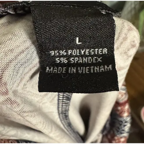 New directions Wide Leg Palazzo Pants, Aztecs Red/Blue/White Print, Stretch, L Red Size L