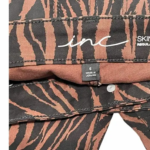 INC Tiger Print Skinny Leg Jeans Brown Size 4