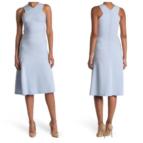 Reiss Paige Midi Dress Women’s Size 0 Blue Pleated Racerback A-Line Sleeveless