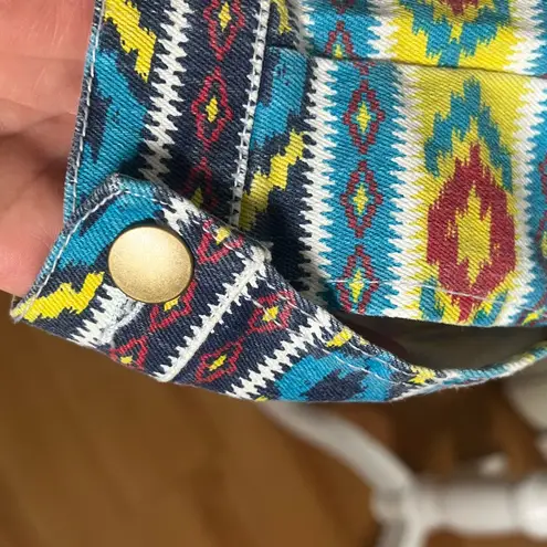 Tinseltown Cropped Denim Jacket Tribal Navajo Sz L