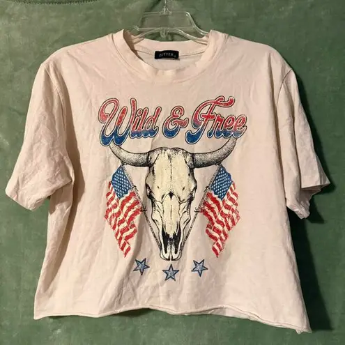 Zutter USA Flag Bull Skull Graphic Tee Medium