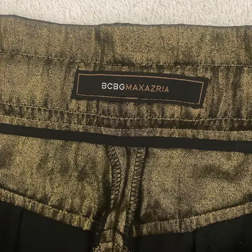 BCBGMAXAZRIA Gold & Black Dressy Sabina Shorts Women’s Size 4 Pockets Dry Clean