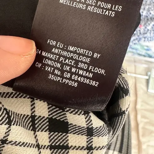 Anthrolpologie Leifsdottir Delancey Plaid Pants Wool Size 4 Ankle Black White