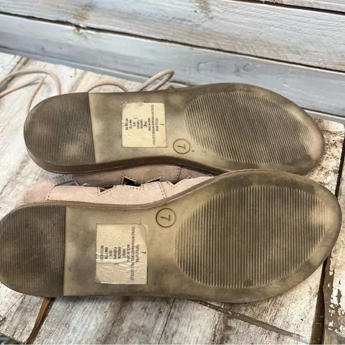 Vintage Mossimo Nadine Ghillie Lace Up Sandals Tan Neutral Boho Y2K Gladiator 7