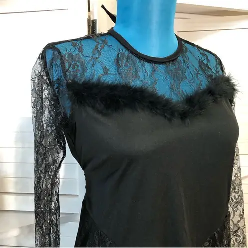 Vintage 90s Y2K gothic witch costume sheer black lace cosplay maxi dress Sz M Size M