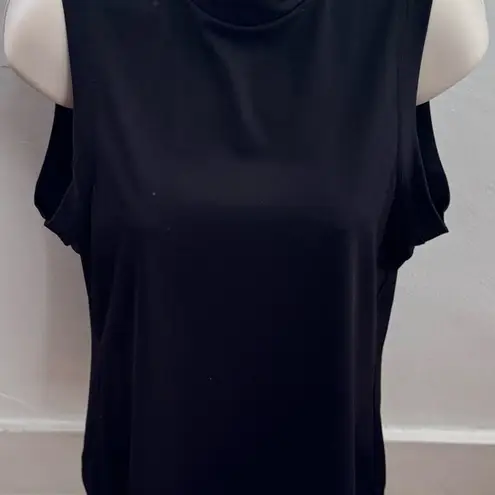 Vintage Lucy Perida black high neck sleeveless top, size L Made in USA stretchy Size L