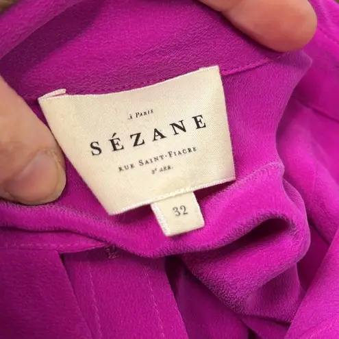 Sézane Sezane Women's gorgeous magenta Button-Up long sleeve silk Blouse size 32