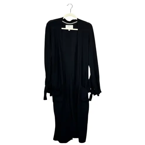 Brochu Walker Albian Tie Cuff Duster Cardigan Black Onyx Size Small Classy
