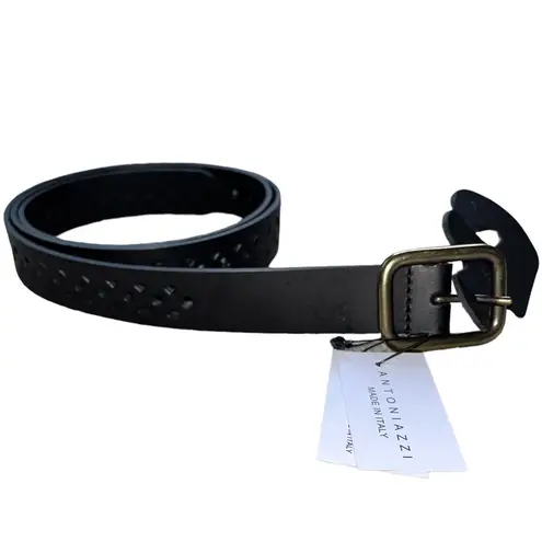 NWT ANTONIAZZI MADE IN ITALY GENUINE LEATHER LASER CUT BELT Black