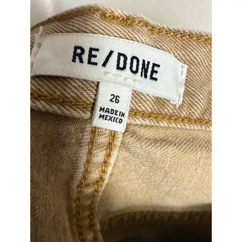 RE/DONE 70’s Ultra High Rise Stove Pipe Washed Khaki Straight Jeans Size 26