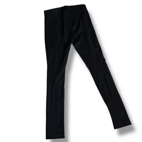 Helmut Lang Black Reflex Bodycon Leggings Contrast Topstitch Detail Trim Size Sm