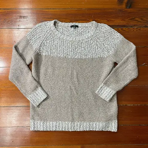 Fate Clairina Textured Mixed Yarn Colorblock Sweater ~ Size XXL Tan