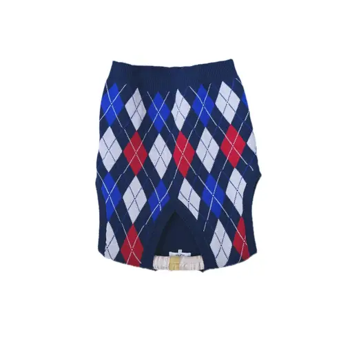 Simply Retro Argyle Knit Sweater Vest Blue Red White Medium