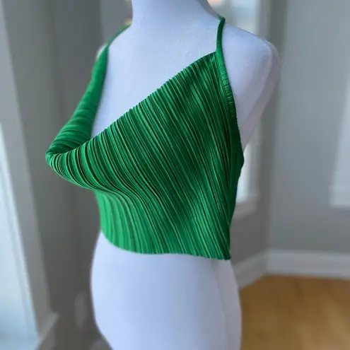 Pretty Little Thing Pretty Little Things Bright Green Pleated Crop Top Size M NWT