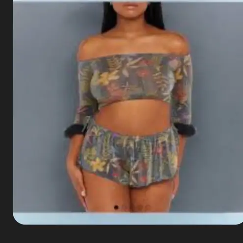 Savage X Fenty Trophy Wife Off Shoulder Shimmer Mesh Top 2X | Faux Fur Y2K Size XXL