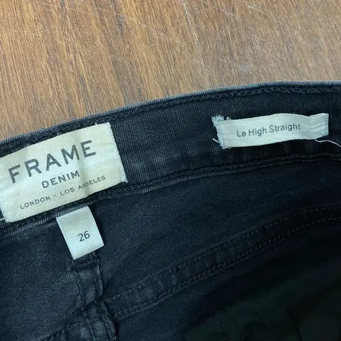 Frame  Black Le High Straight Raw Edge Jeans Molony Size 26