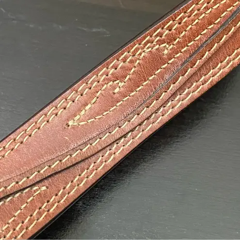 Jordache Vintage Brown Genuine Leegin Leather w/ Roadrunner Buckle Belt Size 26