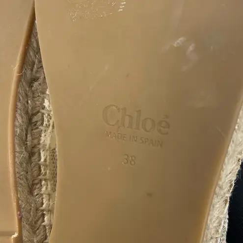 Chloé Chloe Woody espadrille flat shoes in lace and beige/cream color size 8 (38)