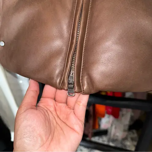 Ralph Lauren RLX Brown Leather Puffer Vest Womens Small