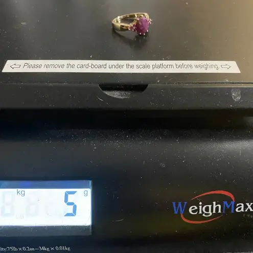 Vintage 10K Gold Oval Ruby Ring with Faceted Round Ruby Accents Cocktail Sz 9