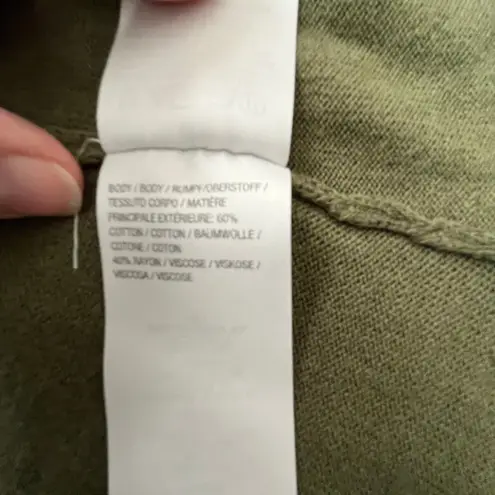 Isaac Mizrahi Cozy Army Green Hooded Cardigan XXS Knit Cottagecore Academia Layering Casual