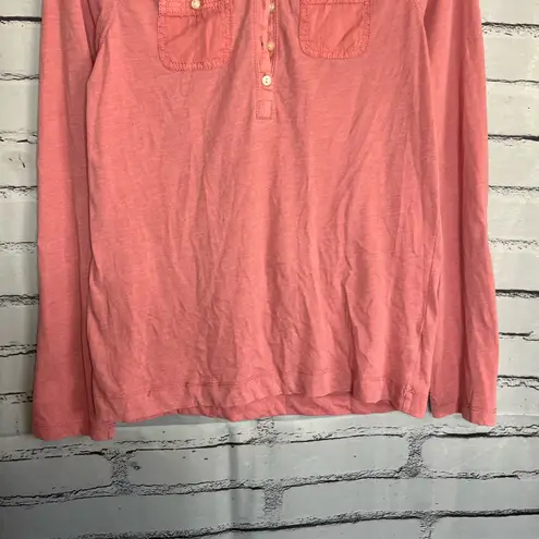 Lauren Ralph Lauren Coral Pink Button Blouse Longsleeve S Y2K Preppy Slim Fit