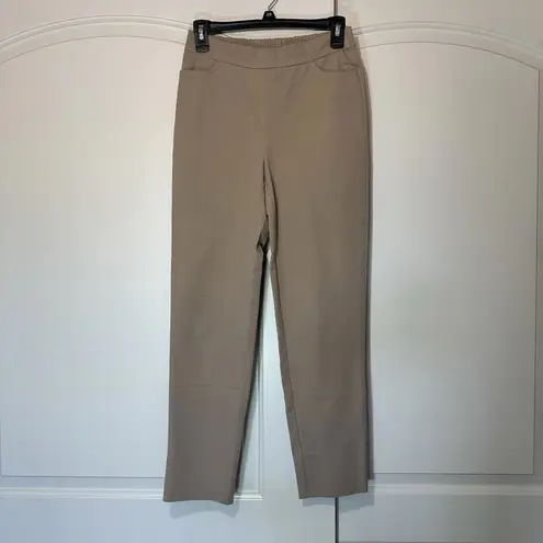 Isaac Mizrahi Isaac Mizrahi 24/7 Stretch Crop Pants Back Slit Hem Cappuccino Womens Tall 0T