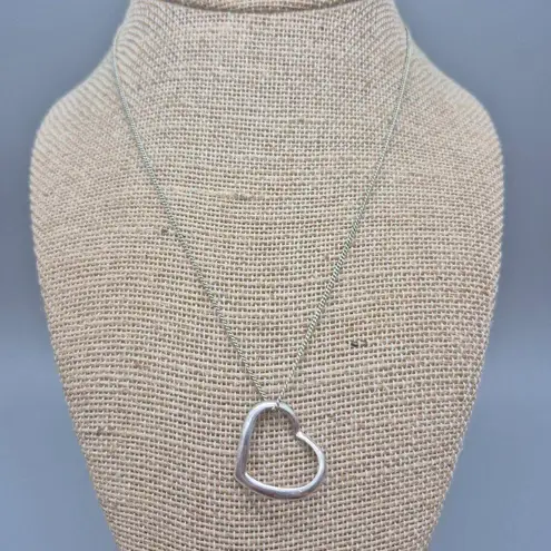 None Vintage Sterling Silver Chain and Open Heart Pendant Necklace 18" Valentine Gift