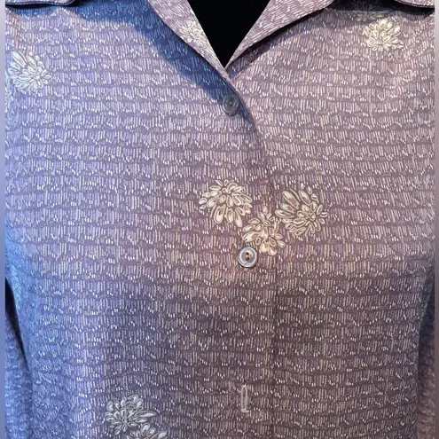 Ethereal Panther Vintage 70s Purple Hippie Dreamy Whimsical Floral Button Top