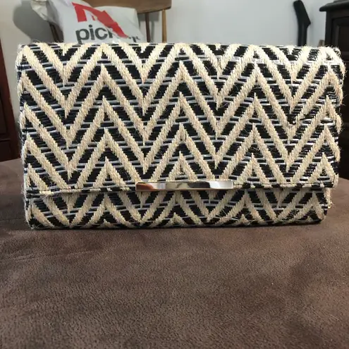 Sondra Roberts  Chevron Black & Tan Woven Bag