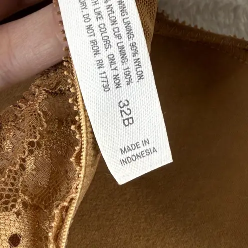 Auden 32B Push Up Plunge Underwire Lace Bra Brown Lined Demi Coverage Size undefined