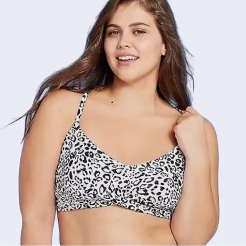 Kona Sol NWT Size L Womens Multicolor Lined Wireless Surplice Pull On Bikini Top