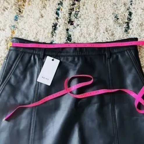 Reiss Mimi Paneled Leather Mini Skirt, Black, Size 10, Designer Luxury, NWT